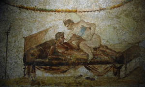 Fresco en las ruinas de Herculano, Italia.