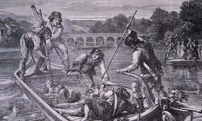 Traidores siendo ahogados durante la revolución francesa.