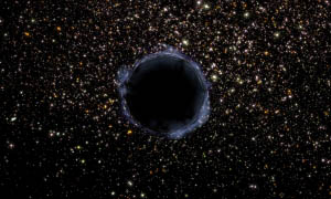 Simulacion de un agujero negro en el espacio.
