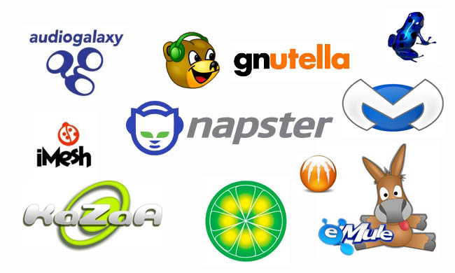 Logotipos de programas de intercambio de archivos.