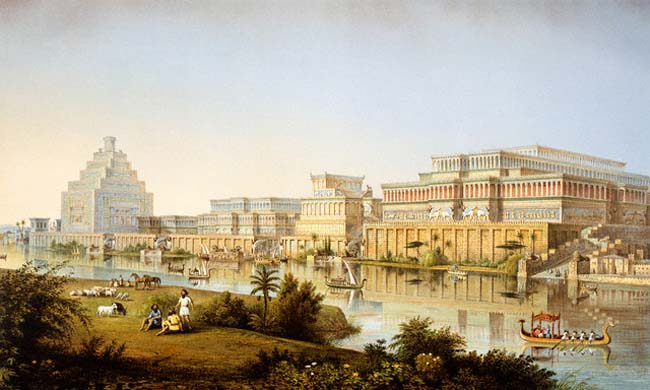 Complejo de palacios en Nimrud por Louis Gruner, 1849.